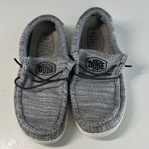 Boys Hey Dude Light Grey Knit Slip-On Shoes with Black Accents
